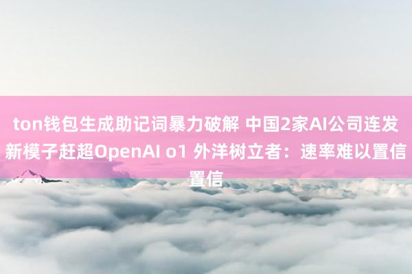 ton钱包生成助记词暴力破解 中国2家AI公司连发新模子赶超OpenAI o1 外洋树立者：速率难以置信