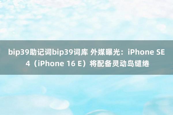 bip39助记词bip39词库 外媒曝光：iPhone SE 4（iPhone 16 E）将配备灵动岛缱绻